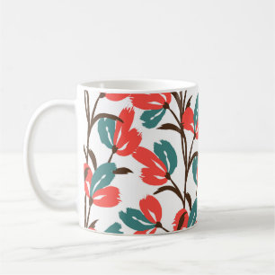 Taza De Café Floral seamless pattern. Cute floral background. P
