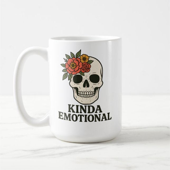 Taza De Café Floral Skull Aesthetic with Soft Emotional Touch (Izquierda)