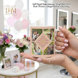 Taza De Café Floral Soft peach kaleidoscopic Script Best Mom 