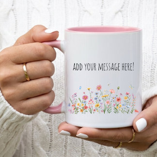 Taza de café floral, taza con mensaje de texto per