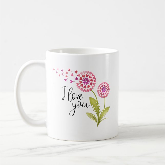 Taza De Café Floral te amo Día de San Valentín (Izquierda)