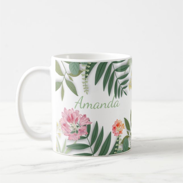 Taza De Café Floral tropical (Izquierda)