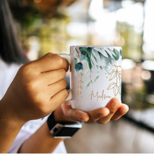 Taza De Café Floral tropical Mug de nombre personalizado