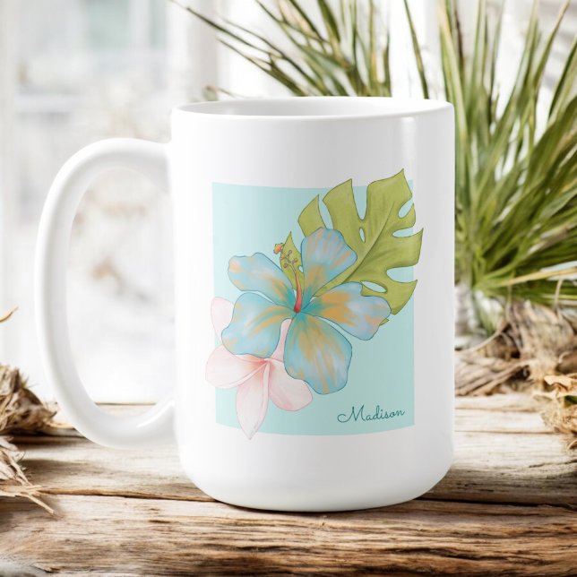 Taza De Café Floral tropical pastoral con cualquier nombre (Subido por el creador)