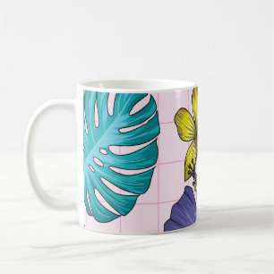 Taza De Café Floral tropical: patrón de hojas sin soldadura