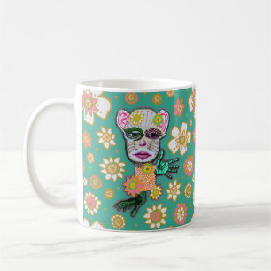 Taza De Café Floral turquesa de flores de Natalie Schorr