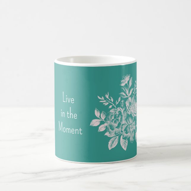 Taza De Café Floral Verde Blanco (Centro)