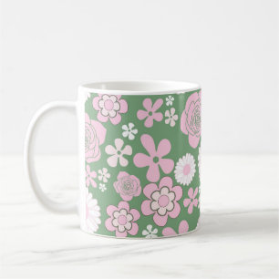 Taza De Café Floral verde rosa singulares Primavera Y2K y veran