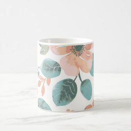 Taza de café floral vintage | Botánico de melocotó
