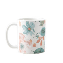 Taza de café floral vintage | Botánico de melocotó