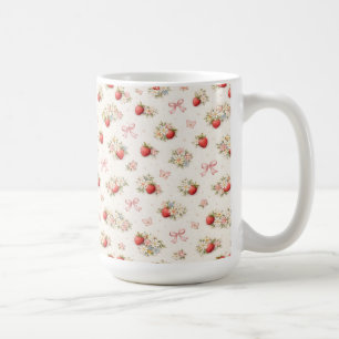 Taza De Café Floral vintage de fresa sin costuras cottagecore