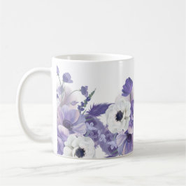 Taza De Café Floral violeta de color de agua de bonito