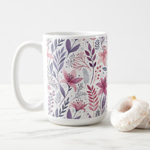 Taza De Café Floral Watercolor Lilies Pink Violet