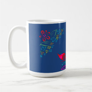 Taza De Café floral whimsy arte folclórico coloridas flores col