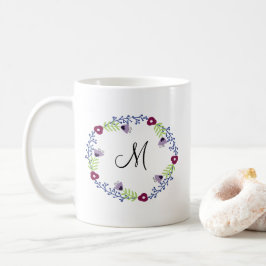 Taza De Café Floral Wreath café inicial Mug