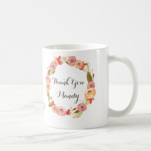 Taza De Café Floral Wreath gracias profesor Coffee Mug