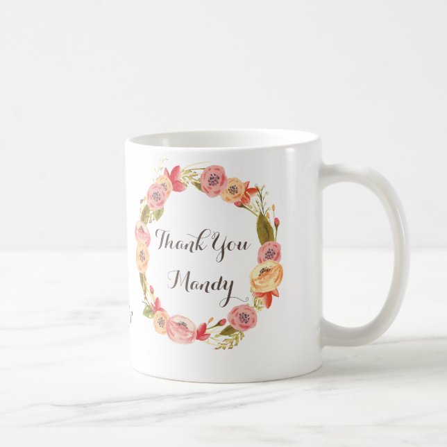 Taza De Café Floral Wreath gracias profesor Coffee Mug (Derecha)