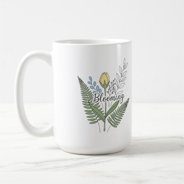 Taza De Café Floral y botánica "floreciente" (Izquierda)