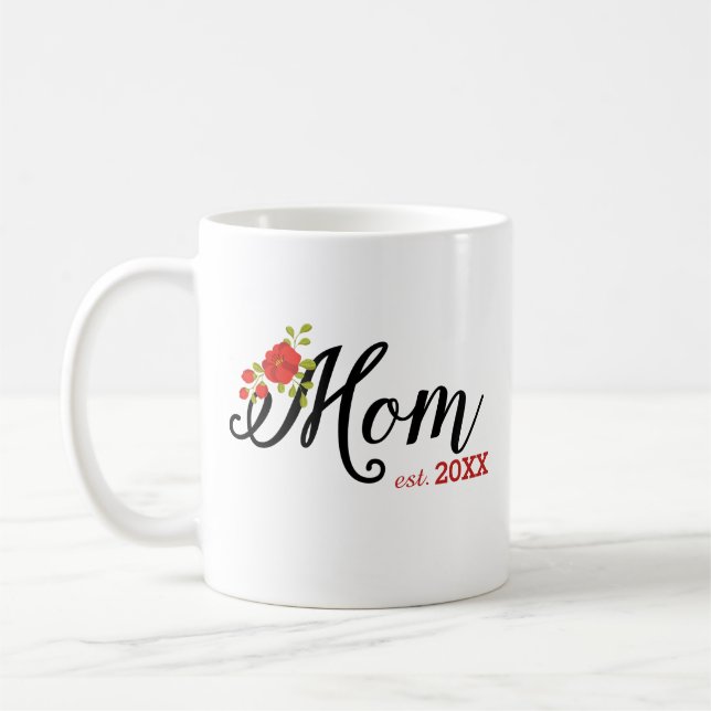 Taza De Café Floral y cursivo establecida mamá (Izquierda)