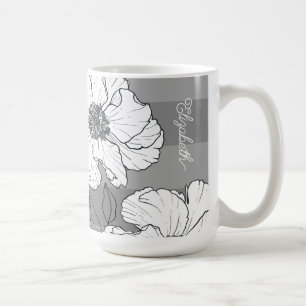 Taza De Café Florales Blancas Elegantes Personalizadas sobre Gr