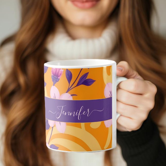Taza De Café Florales de verano vibrantes-estilo dopamina (Vibrant Summer Florals-Dopamine Style-Personalized Coffee Mug )