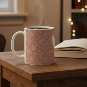 Taza De Café Florales Vintage Rosa Polvo Elegante Romántico