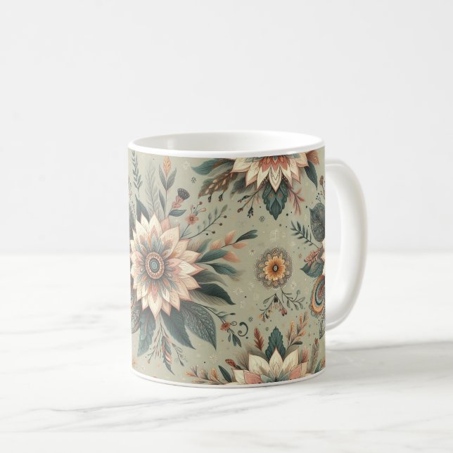 Taza De Café Florals en Sage (Anverso derecho)