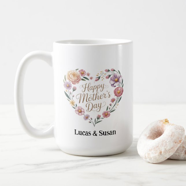 Taza De Café Florals Flowers Happy Mother's Day Cup Coffee Gift (Con donut)