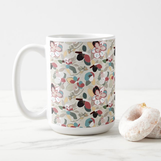 Taza De Café Florals Neutrals Magnolia (Con donut)