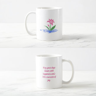 Taza De Café Florece Con Felicidad | Cita Inspiradora Floral