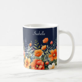 Taza De Café Florece Donde Estás Plantado Flores Azul Marino