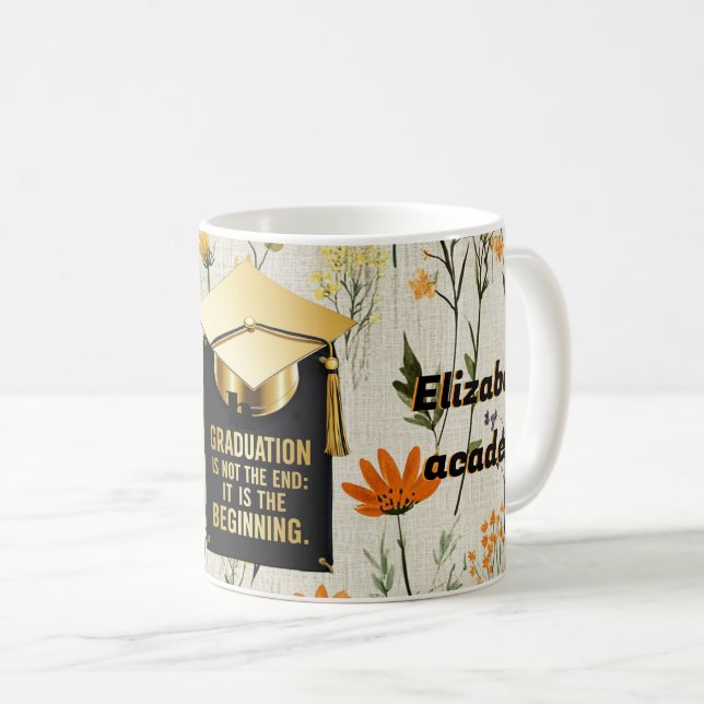 Taza De Café florecer con graduación (Anverso derecho)