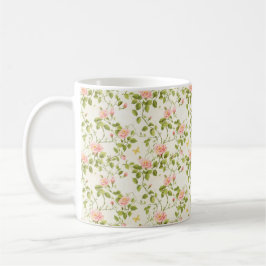 Taza De Café Florecer de la Elegante Vid Rosa