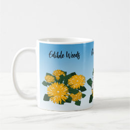 Taza De Café Florecilla Estilizada Diente de León y Mariposa Am