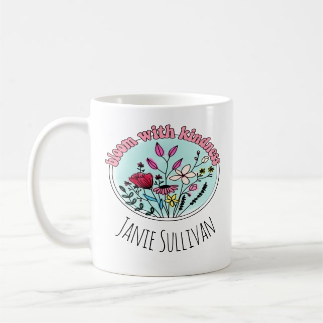 Taza De Café Florecimiento Con Amabilidad Flor Salvaje (Izquierda)