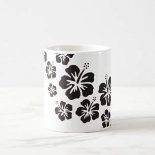 Taza De Café florecimiento de hibiscos en negro