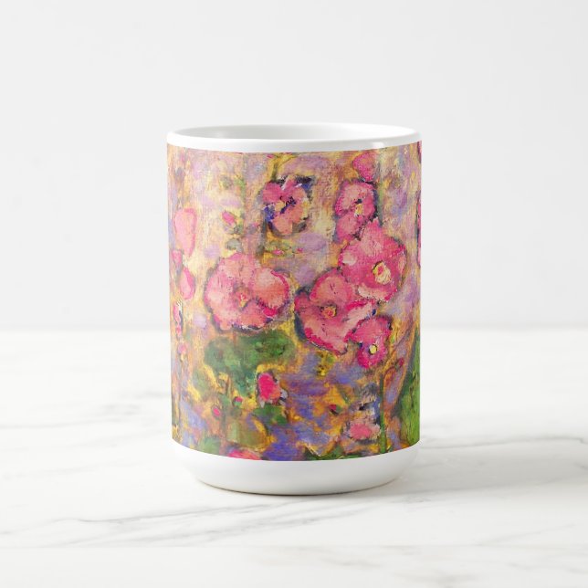 Taza De Café florecimiento de hollyhocks (Centro)