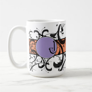 Taza De Café Florecimiento de la Fancy Personalizada Monogramad