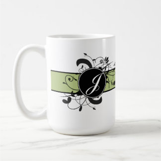 Taza De Café Florecimiento de la Fancy Personalizada Monogramad
