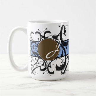 Taza De Café Florecimiento de la Fancy Personalizada Monogramad