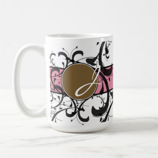 Taza De Café Florecimiento de la Fancy Personalizada Monogramad