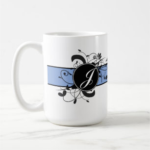 Taza De Café Florecimiento de la Fancy Personalizada Monogramad