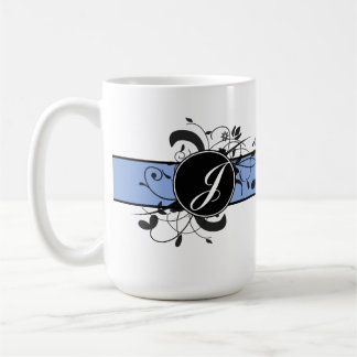 Taza De Café Florecimiento de la Fancy Personalizada Monogramad