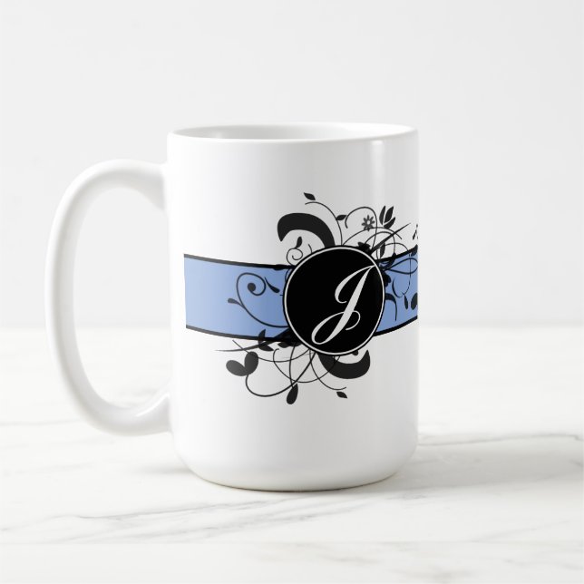 Taza De Café Florecimiento de la Fancy Personalizada Monogramad (Izquierda)
