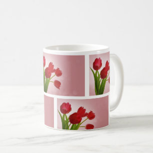 Taza De Café Florecimiento de los Tulipanes Rojos - Diseño Flor