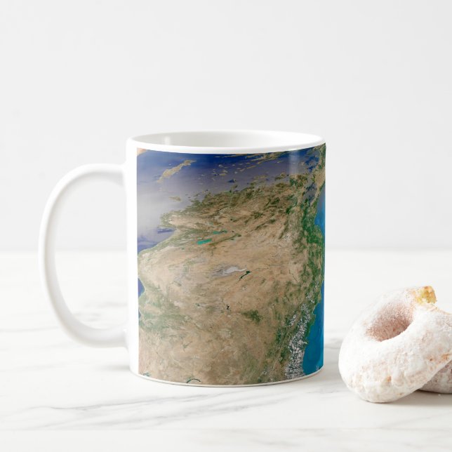 Taza De Café Florecimiento Del Fitoplancton Azul En El Mar Negr (Con donut)