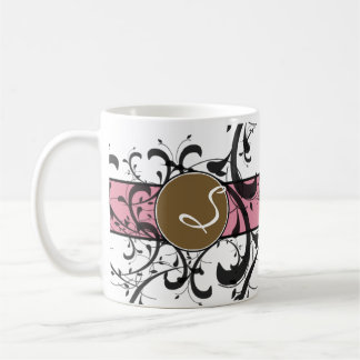 Taza De Café Florecimiento victoriano personalizado monogramado