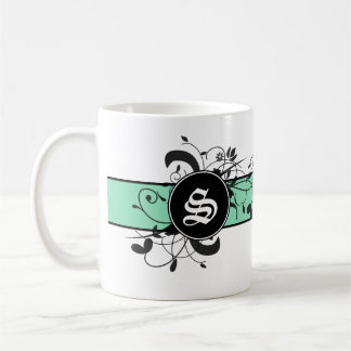 Taza De Café Florecimiento victoriano personalizado monogramado