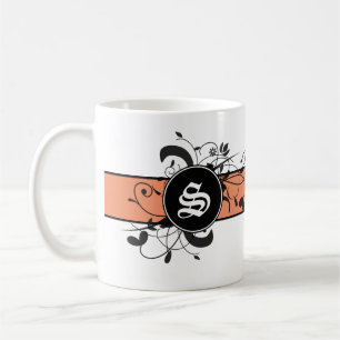 Taza De Café Florecimiento victoriano personalizado monogramado