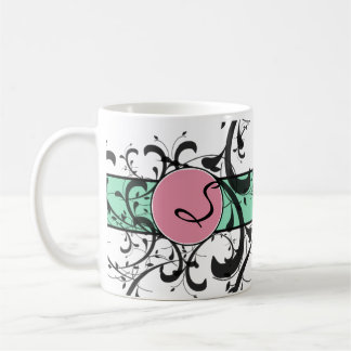 Taza De Café Florecimiento victoriano personalizado monogramado